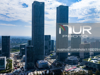 The ''Gate of Science'' and surrounding buildings are in Zhangjiang Science City, Shanghai, China, on October 18, 2024. The Shanghai Zhangji...