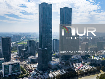 The ''Gate of Science'' and surrounding buildings are in Zhangjiang Science City, Shanghai, China, on October 18, 2024. The Shanghai Zhangji...