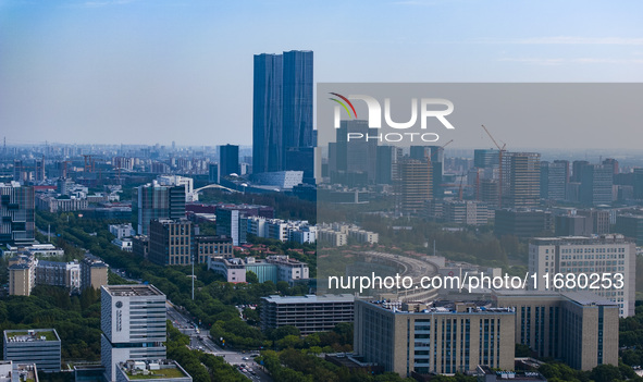 The ''Gate of Science'' and surrounding buildings are in Zhangjiang Science City, Shanghai, China, on October 18, 2024. The Shanghai Zhangji...