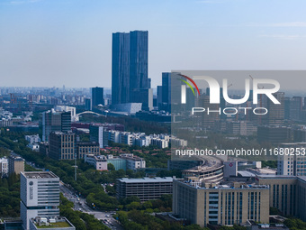 The ''Gate of Science'' and surrounding buildings are in Zhangjiang Science City, Shanghai, China, on October 18, 2024. The Shanghai Zhangji...