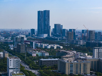 The ''Gate of Science'' and surrounding buildings are in Zhangjiang Science City, Shanghai, China, on October 18, 2024. The Shanghai Zhangji...