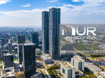 The ''Gate of Science'' and surrounding buildings are in Zhangjiang Science City, Shanghai, China, on October 18, 2024. The Shanghai Zhangji...