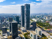 The ''Gate of Science'' and surrounding buildings are in Zhangjiang Science City, Shanghai, China, on October 18, 2024. The Shanghai Zhangji...