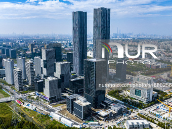 The ''Gate of Science'' and surrounding buildings are in Zhangjiang Science City, Shanghai, China, on October 18, 2024. The Shanghai Zhangji...