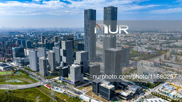 The ''Gate of Science'' and surrounding buildings are in Zhangjiang Science City, Shanghai, China, on October 18, 2024. The Shanghai Zhangji...