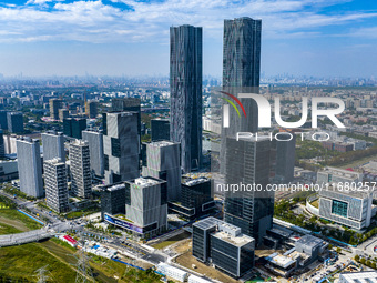 The ''Gate of Science'' and surrounding buildings are in Zhangjiang Science City, Shanghai, China, on October 18, 2024. The Shanghai Zhangji...