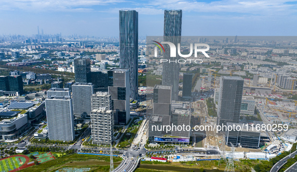 The ''Gate of Science'' and surrounding buildings are in Zhangjiang Science City, Shanghai, China, on October 18, 2024. The Shanghai Zhangji...