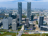 The ''Gate of Science'' and surrounding buildings are in Zhangjiang Science City, Shanghai, China, on October 18, 2024. The Shanghai Zhangji...