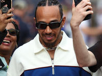 Lewis Hamilton arrives at Circuit of the Americas in Austin, Texas, on October 18, 2024, during the Formula 1 Pirelli United States Grand Pr...