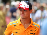 Lando Norris walks through the paddock at Circuit of the Americas in Austin, Texas, on October 18, 2024, during the Formula 1 Pirelli United...