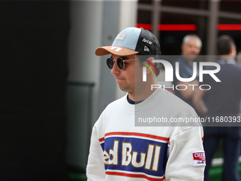 Sergio Perez arrives at Circuit of the Americas in Austin, Texas, on October 18, 2024, during the Formula 1 Pirelli United States Grand Prix...