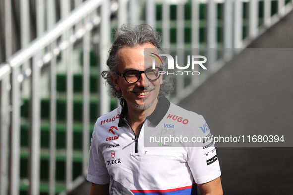 Laurent Mekies arrives at Circuit of the Americas in Austin, Texas, on October 18, 2024, during the Formula 1 Pirelli United States Grand Pr...