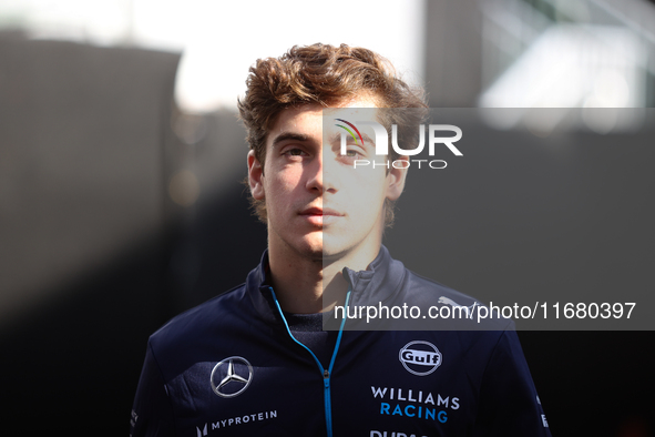 Franco Colapinto walks through the paddock at Circuit of the Americas in Austin, Texas, on October 18, 2024, during the Formula 1 Pirelli Un...