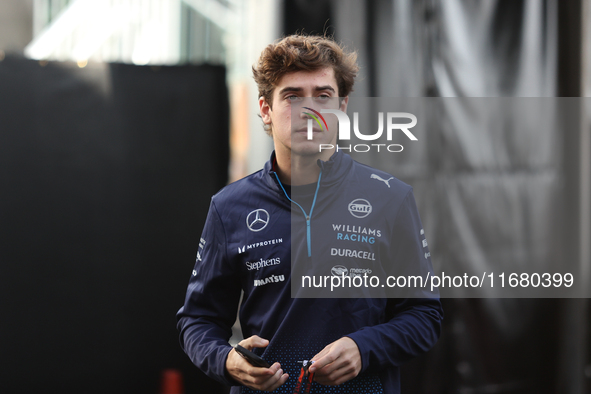 Franco Colapinto walks through the paddock at Circuit of the Americas in Austin, Texas, on October 18, 2024, during the Formula 1 Pirelli Un...