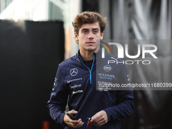 Franco Colapinto walks through the paddock at Circuit of the Americas in Austin, Texas, on October 18, 2024, during the Formula 1 Pirelli Un...