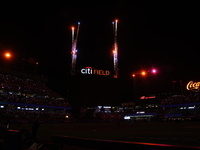 The New York Mets turn off the lights of the ballpark in the seventh inning in Game 5 of the baseball NL Championship Series against the Los...