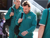 Fernando Alonso walks through the paddock at Circuit of the Americas in Austin, Texas, on October 18, 2024, during the Formula 1 Pirelli Uni...