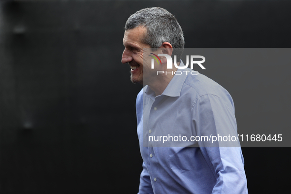 Guenther Steiner arrives at Circuit of the Americas in Austin, Texas, on October 18, 2024, during the Formula 1 Pirelli United States Grand...