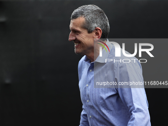 Guenther Steiner arrives at Circuit of the Americas in Austin, Texas, on October 18, 2024, during the Formula 1 Pirelli United States Grand...