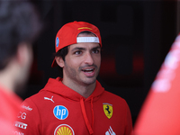 Carlos Sainz is in the Ferrari Hospitality Suite at Circuit of the Americas in Austin, Texas, on October 18, 2024, during the Formula 1 Pire...