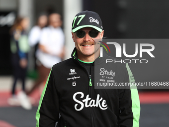 Valtteri Bottas walks through the paddock at Circuit of the Americas in Austin, Texas, on October 18, 2024, during the Formula 1 Pirelli Uni...