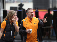 Zak Brown arrives at Circuit of the Americas in Austin, Texas, on October 18, 2024, during the Formula 1 Pirelli United States Grand Prix. (