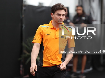 Pato O'Ward arrives at Circuit of the Americas in Austin, Texas, on October 18, 2024, during the Formula 1 Pirelli United States Grand Prix....