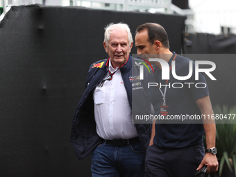 Helmut Marko arrives at Circuit of the Americas in Austin, Texas, on October 18, 2024, during the Formula 1 Pirelli United States Grand Prix...