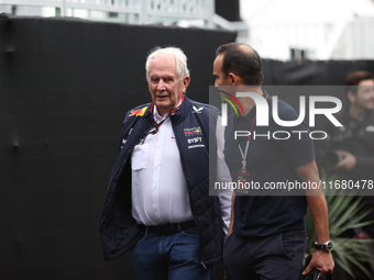 Helmut Marko arrives at Circuit of the Americas in Austin, Texas, on October 18, 2024, during the Formula 1 Pirelli United States Grand Prix...