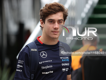 Franco Colapinto arrives at Circuit of the Americas in Austin, Texas, on October 18, 2024, during the Formula 1 Pirelli United States Grand...