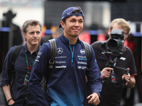 Alexander Albon arrives at Circuit of the Americas in Austin, Texas, on October 18, 2024, during the Formula 1 Pirelli United States Grand P...