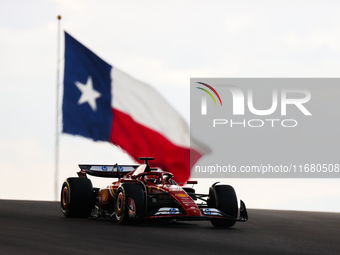 Charles Leclerc drives in sprint qualifying at Circuit of the Americas in Austin, Texas, on October 18, 2024, during the Formula 1 Pirelli U...