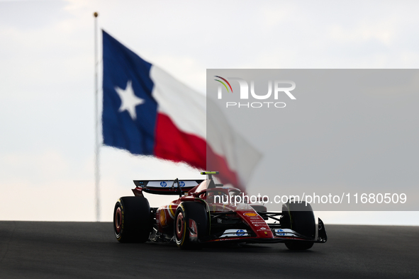 Carlos Sainz drives in sprint qualifying at Circuit of the Americas in Austin, Texas, on October 18, 2024, during the Formula 1 Pirelli Unit...