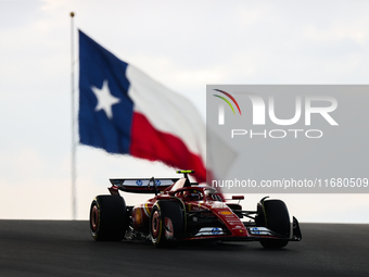 Carlos Sainz drives in sprint qualifying at Circuit of the Americas in Austin, Texas, on October 18, 2024, during the Formula 1 Pirelli Unit...