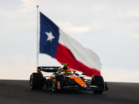 Lando Norris drives in sprint qualifying at Circuit of the Americas in Austin, Texas, on October 18, 2024, during the Formula 1 Pirelli Unit...