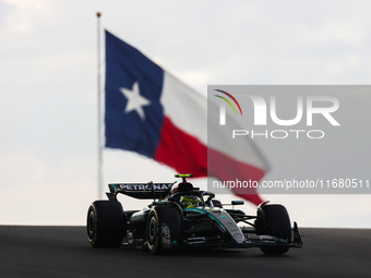 Lewis Hamilton drives in sprint qualifying at Circuit of the Americas in Austin, Texas, on October 18, 2024, during the Formula 1 Pirelli Un...