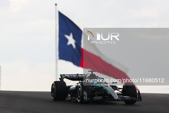 George Russell drives in sprint qualifying at Circuit of the Americas in Austin, Texas, on October 18, 2024, during the Formula 1 Pirelli Un...