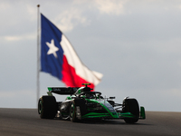 Zhou Guanyu drives in sprint qualifying at Circuit of the Americas in Austin, Texas, on October 18, 2024, during the Formula 1 Pirelli Unite...