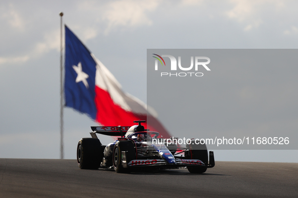 Liam Lawson drives in sprint qualifying at Circuit of the Americas in Austin, Texas, on October 18, 2024, during the Formula 1 Pirelli Unite...