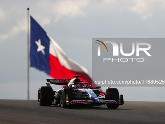 Liam Lawson drives in sprint qualifying at Circuit of the Americas in Austin, Texas, on October 18, 2024, during the Formula 1 Pirelli Unite...