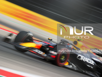 Sergio Perez drives in a free practice session at Circuit of the Americas in Austin, United States, on October 18, 2024, during the Formula...