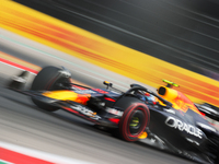 Sergio Perez drives in a free practice session at Circuit of the Americas in Austin, United States, on October 18, 2024, during the Formula...