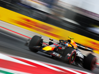 Sergio Perez drives in a free practice session at Circuit of the Americas in Austin, United States, on October 18, 2024, during the Formula...