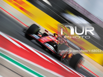 Carlos Sainz drives in a free practice session at Circuit of the Americas in Austin, United States, on October 18, 2024, during the Formula...