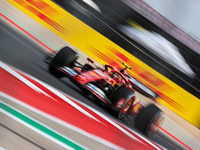 Carlos Sainz drives in a free practice session at Circuit of the Americas in Austin, United States, on October 18, 2024, during the Formula...