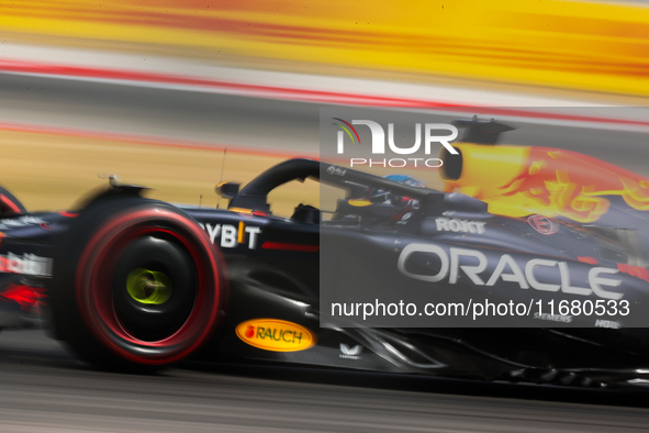 Max Verstappen drives in a free practice session at Circuit of the Americas in Austin, United States, on October 18, 2024, during the Formul...