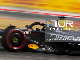 Max Verstappen drives in a free practice session at Circuit of the Americas in Austin, United States, on October 18, 2024, during the Formul...