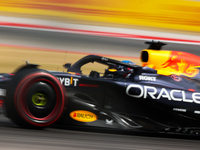 Max Verstappen drives in a free practice session at Circuit of the Americas in Austin, United States, on October 18, 2024, during the Formul...