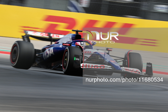 Liam Lawson drives in a free practice session at Circuit of the Americas in Austin, United States, on October 18, 2024, during the Formula 1...