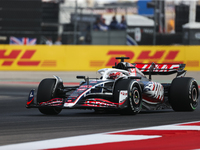 Kevin Magnussen drives in a free practice session at Circuit of the Americas in Austin, United States, on October 18, 2024, during the Formu...